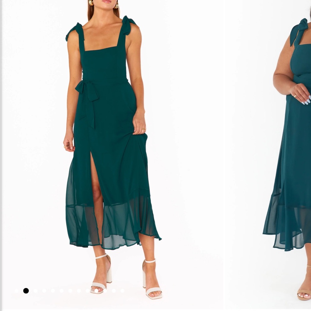 Show Me Your Mumu Women's Claire Midi Dress Emerald Chiffon Size M $188